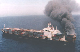 Container Vessel sustaining explosion and fire due to containers of expandable polystyrene emitting pentane gas and accidental ignition from hot work